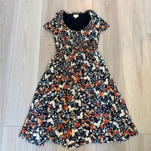 Maeve Floral Midi Dress - Black, Orange, Cream